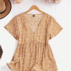 🏷️SHEIN Lune Floral Orange Women's Top